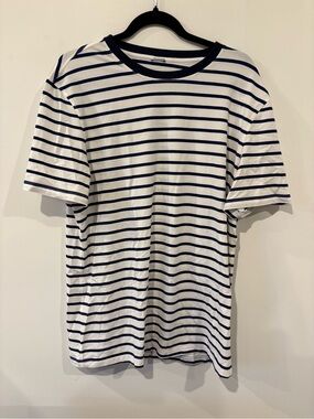 Kit and Ace White Tee with Navy Stripes
